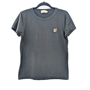 Maison Kitsune Forest Green Fox Patch Short Sleeve Round Neck T-Shirt Size Large